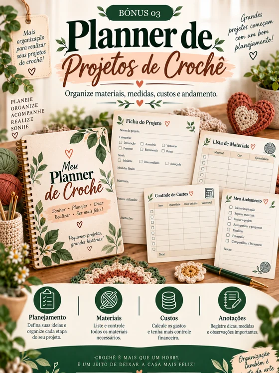 Bónus 3 — Planner de Projetos de Croché