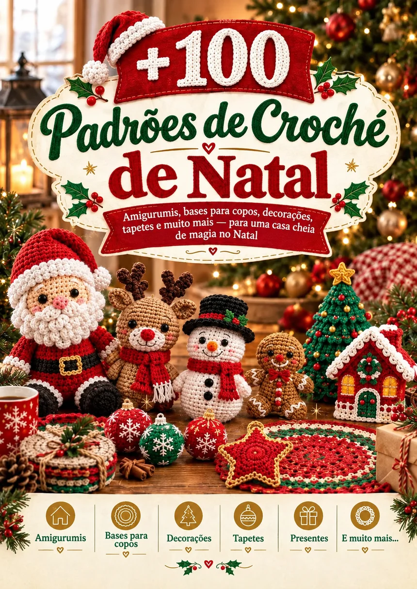 Capa +100 Padrões de Croché de Natal