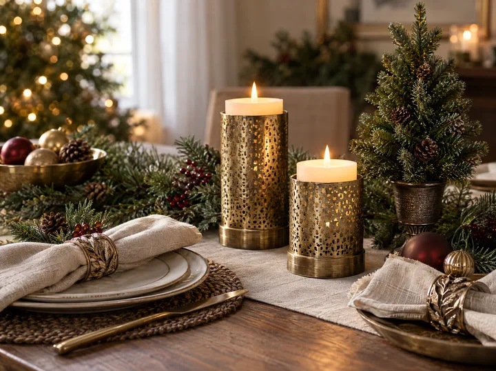 Decoração de mesa de Natal em croché
